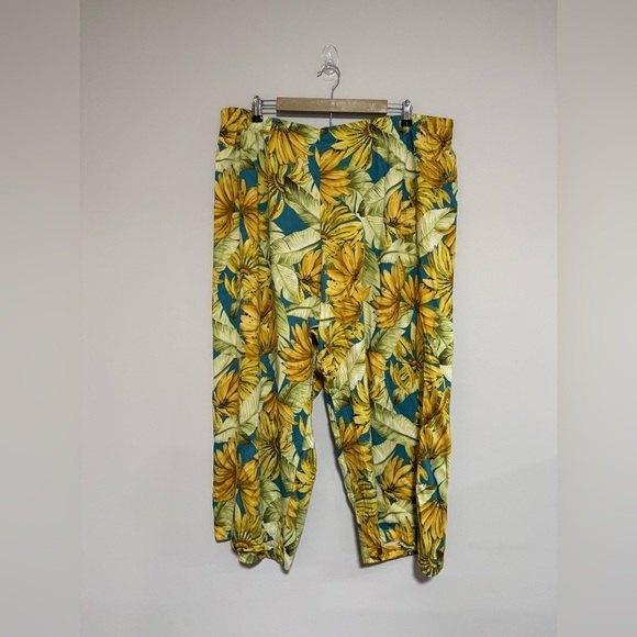 Hilo Hattie Tropical Hawaiian Banana Print Wide Leg Cropped Pants 3X - Picture 1 of 7